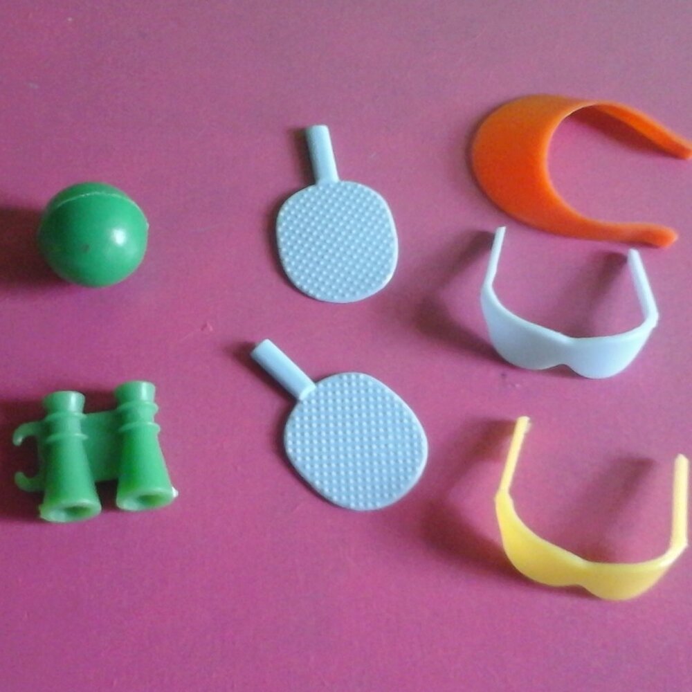 Barbie doll Size beach  ball paddle sunglasses bundle